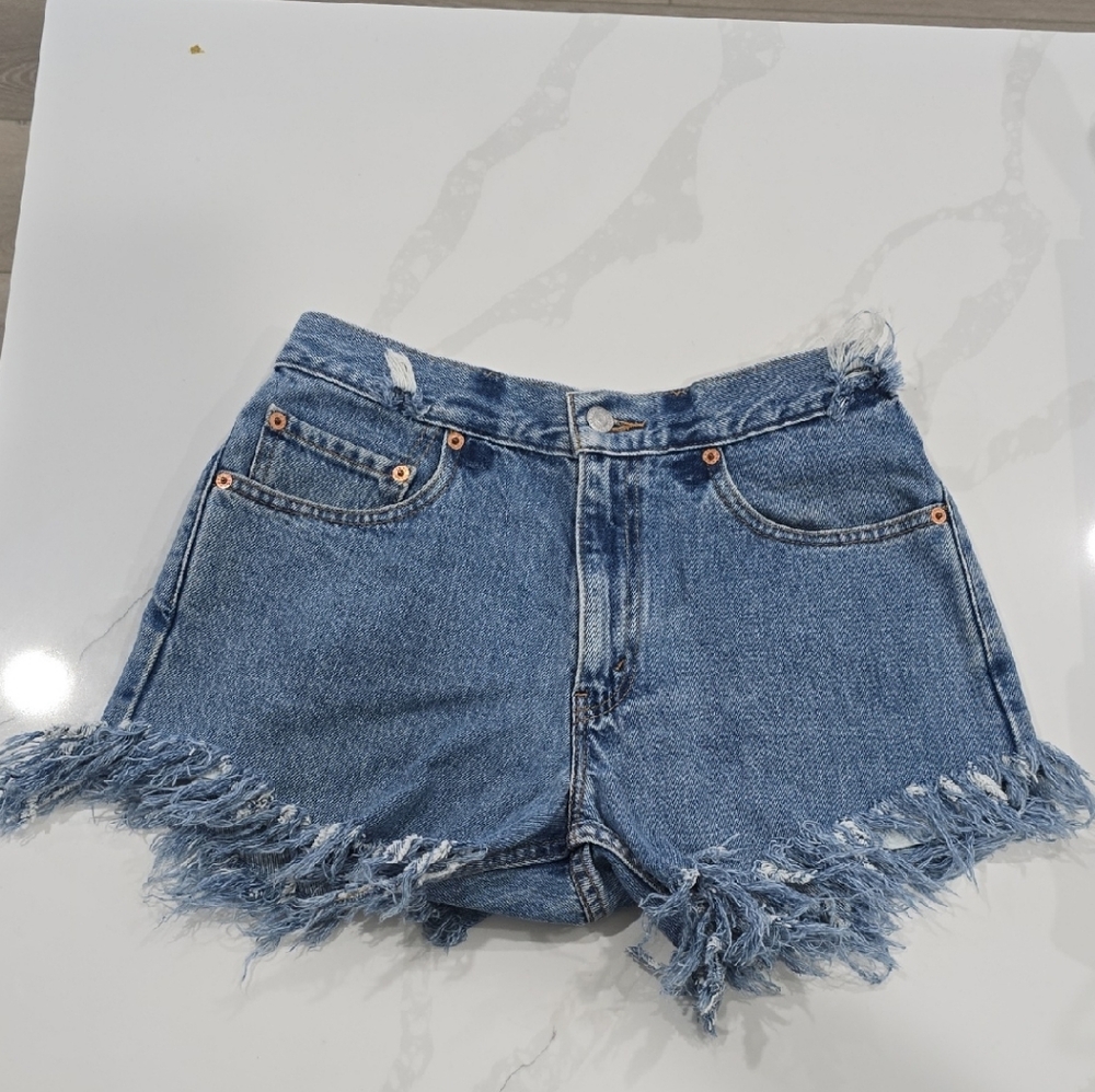 Levi's 550 Denim Frayed Hem Shorts